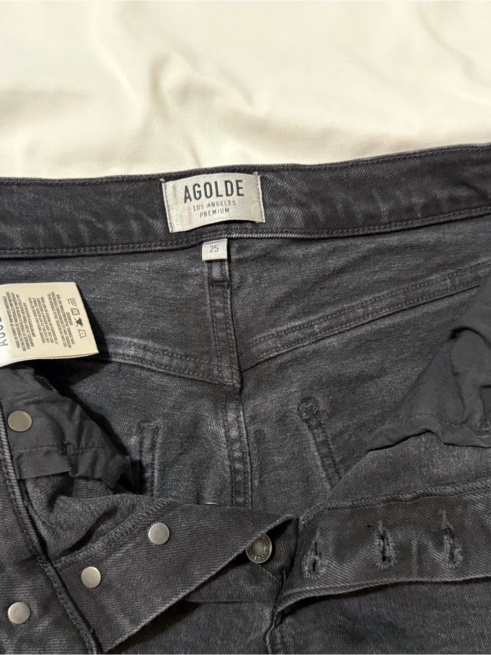 AGOLDE Capri Jean CutOffs Black Jean Shorts - Picture 7 of 8